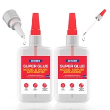 2 PCs 2-in-1 Super Glue with Brush Applicator Nozzle, Mess Free Superglue Br...