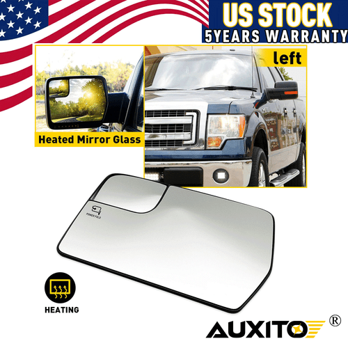 Mirror Glass & Base for 11-14 Ford F150 Pickup Drivers Side Spotter Glass Heated