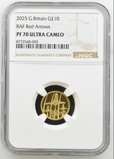 2025 RAF Red Arrows £10 Gold Proof Coin NGC PF70 Ultra Cameo Population 2