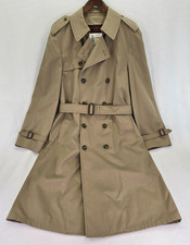Vtg 90s London Fog Trench Coat Mens 40-Long Belted Liner Made in USA Khaki EXC