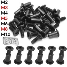 FURNITURE CONNECTOR BOLTS & CAP NUTS FLAT HEAD ALLEN KEY SCREWS A2 STAINLESS