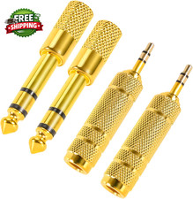 4 Pack Headphone Jack Adapter 3.5Mm 1/8 Inch Male to 6.35Mm 1/4 Inch