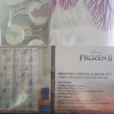 Disney Frozen II Shower Curtain 70" x 72" Snowflake Hook Set