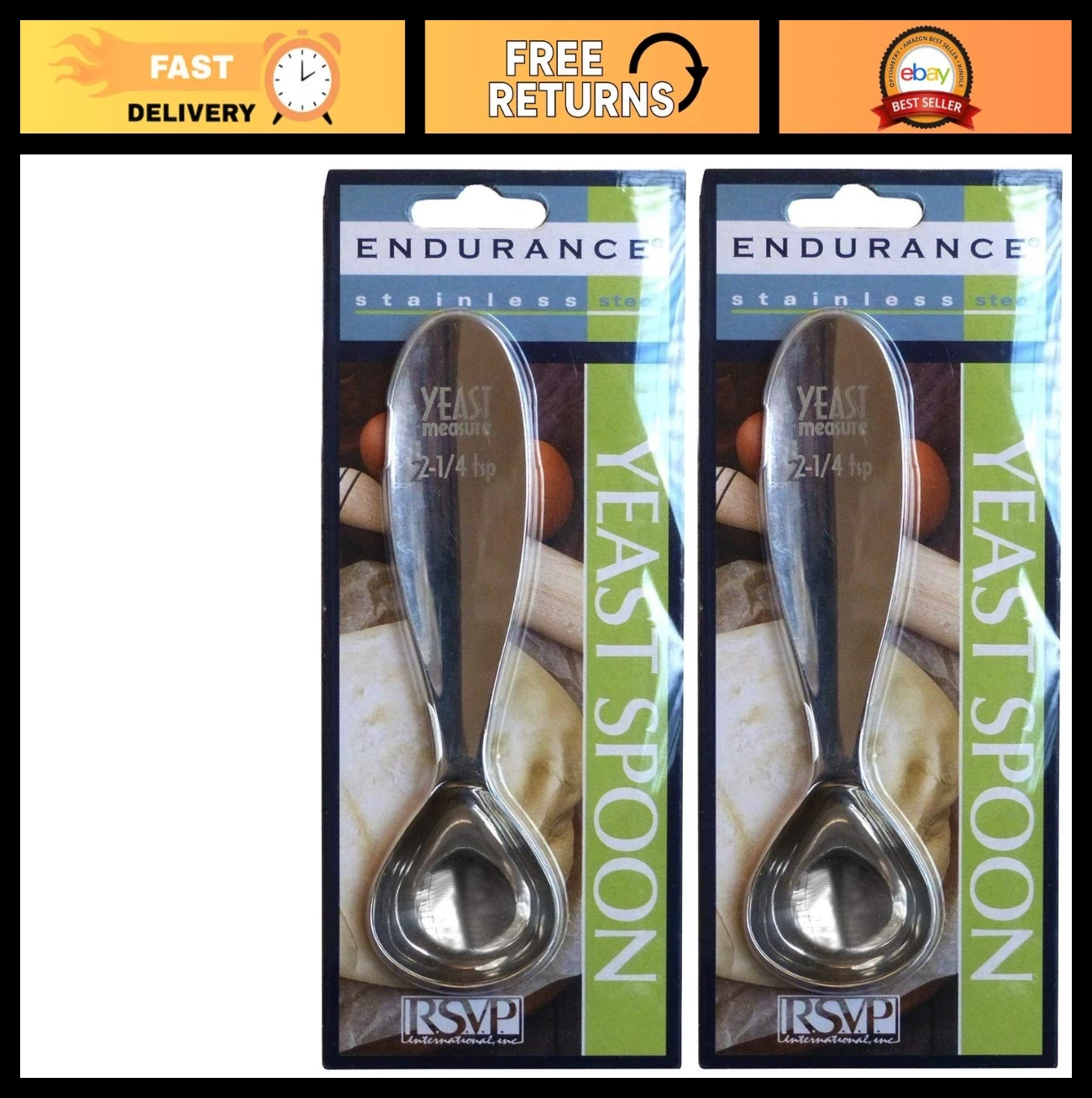 Stainless Steel Measuring Spoon Set - 2 ¼ tsp Yeast Spoon - 2-Pack for Baking