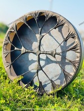 Shamanic Drum 18" Black Spirit Drum Handmade for Meditation  Sound Therapy