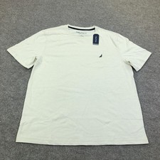 Nautica Pajama Top Mens Medium White Jersey Sleepwear Short Sleeve Logo Crewneck