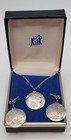 Vintage Kirk Pewter Necklace & Earrings Set 917-11 917-6 Rose Mums Original Box — photo 1