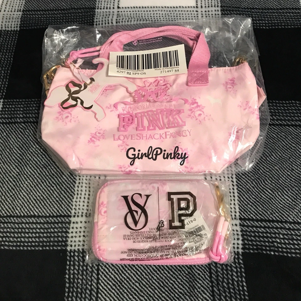 ROSA x LOVESHACKFANCY EN BEAUX ICONOS MINI BOLSO DE MANO Y CARTERA A JUEGO NUEVO EN PAQUETE Foto 2 de 4