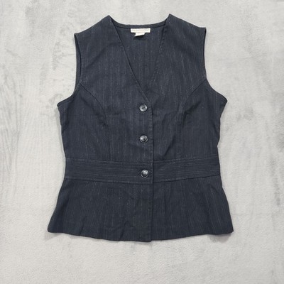 Vintage Mainframe Vest Top Womens S Gray Pinstripe Tailored 4 Button Suit Office