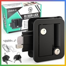 RV Door Lock Replacement Black Metal Handle 1 Lock Heavy Duty Secure Kit