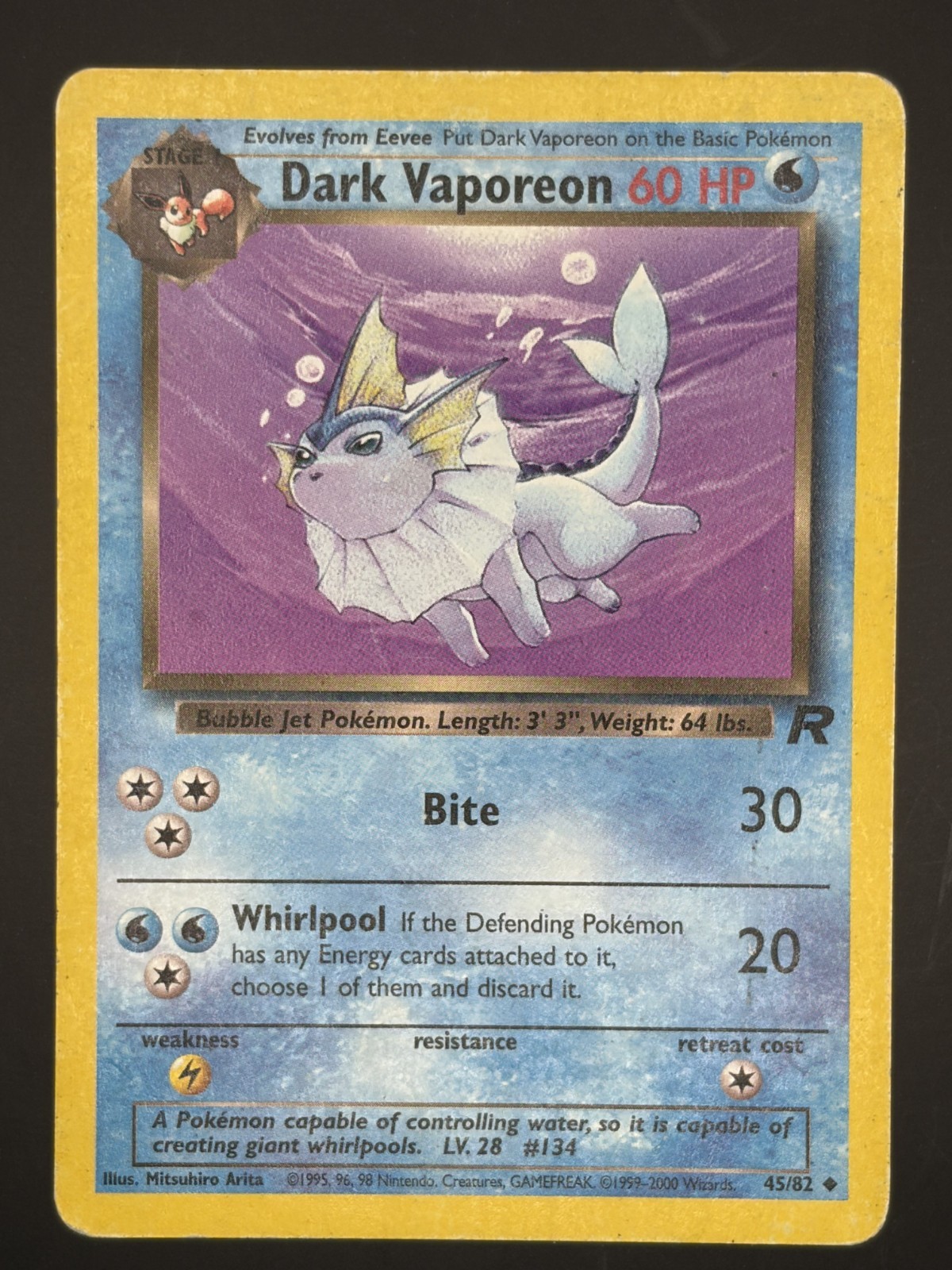 Dark Vaporeon 45/82 Uncommon Team Rocket MP