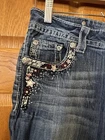 BU54 Miss Me Cuffed Capri Jeans Embellished Rhinestone Stars Womens 29