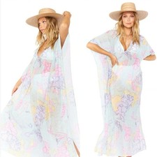 Show Me Your Mumu Around the World Map Print Maxi Caftan Dress OS Hana Trumu