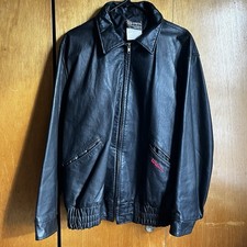 Vintage Butwin Leather Bomber Jacket Embroidered Wilson Men’s Large USA Made