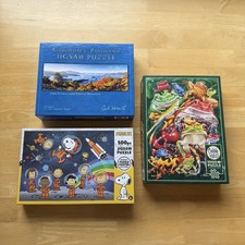 Lot Of 3 Puzzles 1000, 750, 500 Jigsaw Puzzles Various Themes Brands Complete