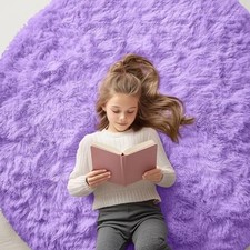  Round Rugs for Bedroom - Machine Washable, 5x5 Feet Circle 5ft Round Purple