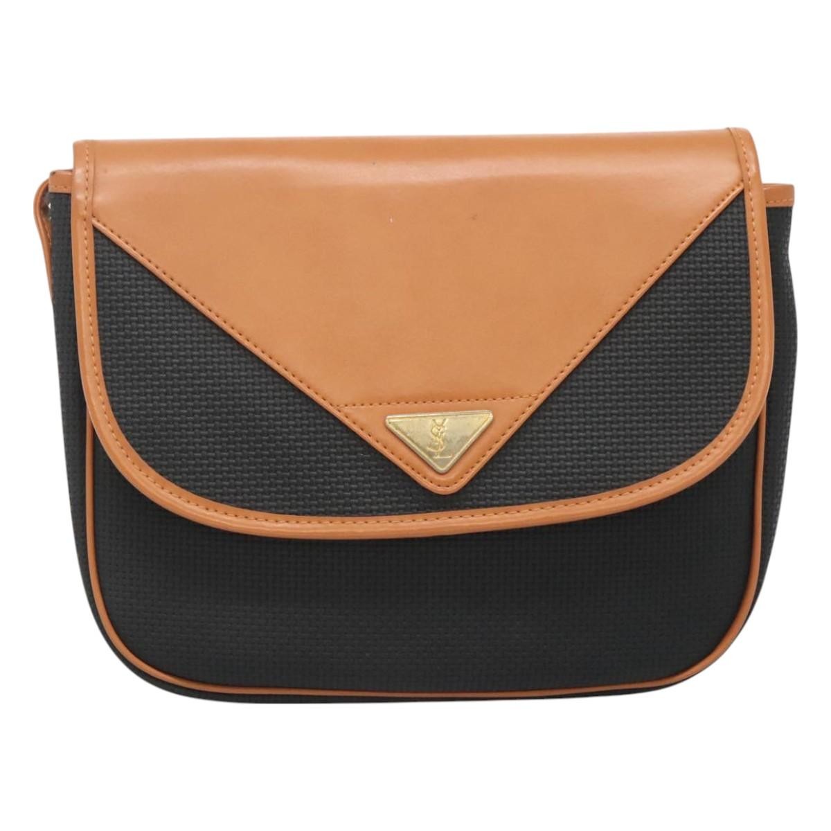 Borsa a tracolla SAINT LAURENT in PVC nero oro Auth 127010