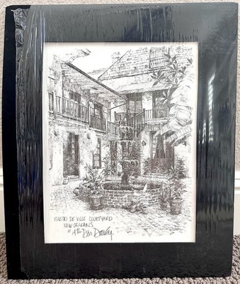VTG DAN DAVEY New Orleans Landmarks Lithograph Maison De Ville Courtyard 16''x13''