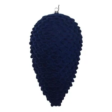 Vickerman 10" Plastic Pinecone Christmas Ornament in Flocked Midnight Blue