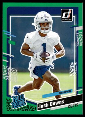 2023 Donruss Josh Downs 345 Press Proof Green  Rated Rookie