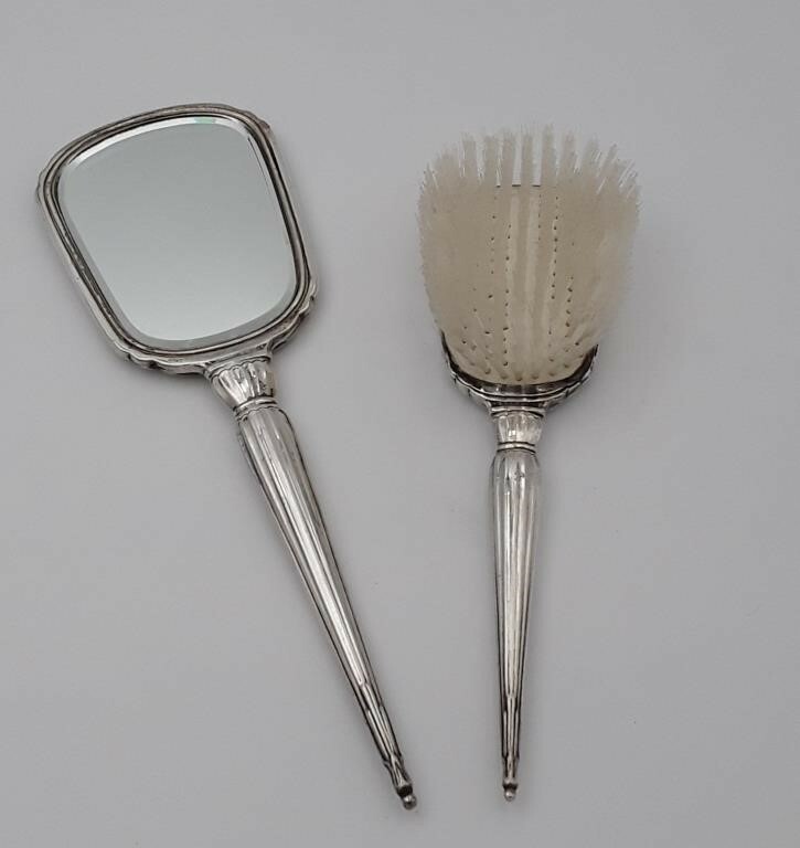 sterling silver vanity dresser set Antique Art Deco 13 Piece Sterling Silver 925 Vanity Dresser Set with  Fitted Box