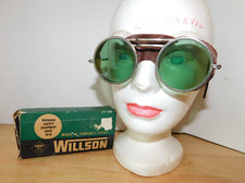 Green Willson Welders Leather Goggles Safety Glasses Old Spectacles, 5/28