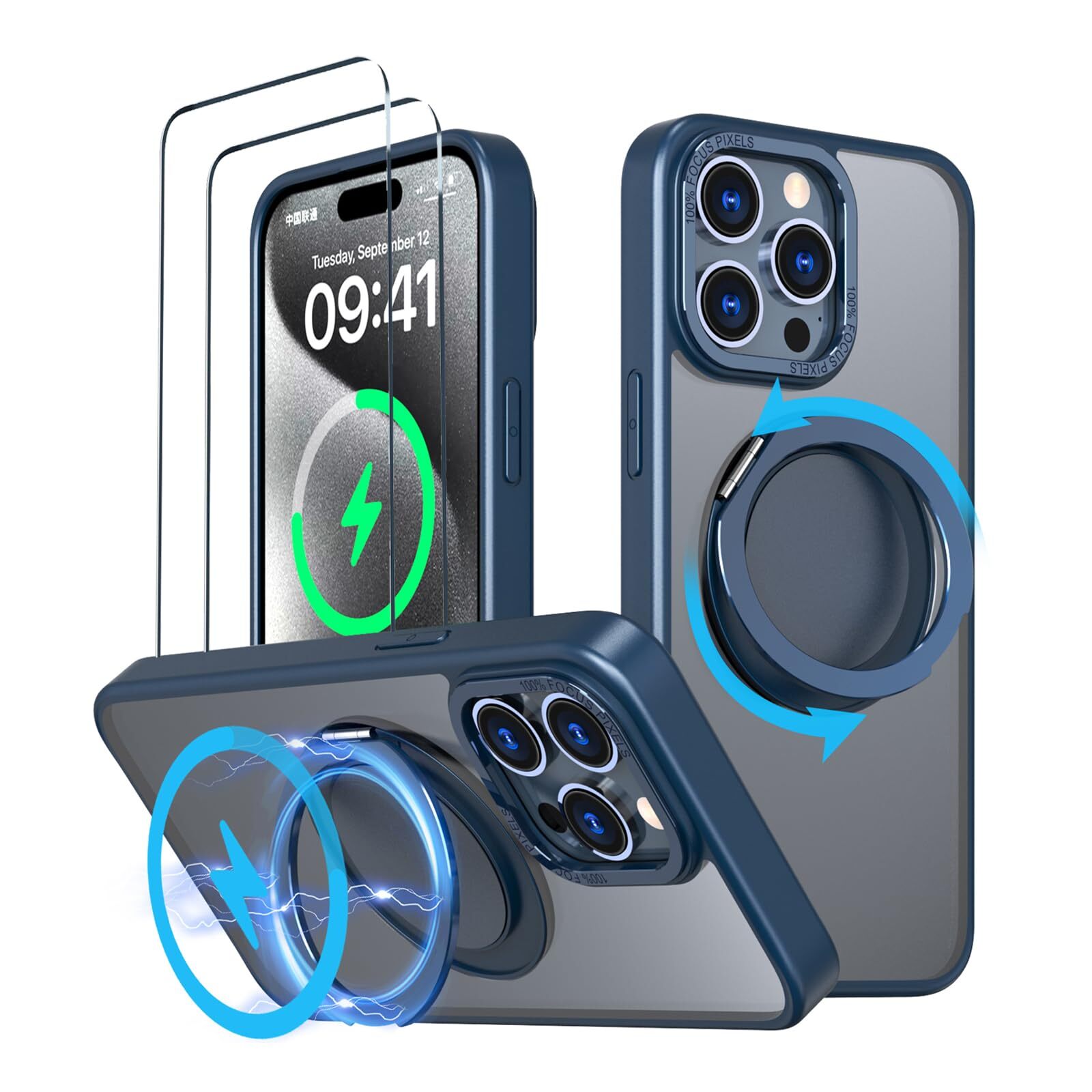 Stand function compatible with Magsafe HCXLYP for iPhone 15 Pro Max case mu 730