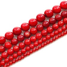 Red Sea Coral Smooth Round Spacer Loose Beads 15" 3mm 4mm 6mm 8mm 10mm 12mm