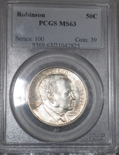 1936 Robinson Commemorative Half Dollar PCGS graded MS 63