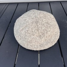 Vintage LL Bean Wool Blend Beige Cream Cabbie Newsboy Hat Cap One Size USA Made