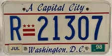 District Columbia RENTAL Taxation license plate D.C. Washington Enterprise Alamo