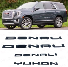 Gloss Black Door Rear DENALI Yukon Emblems Letters 2021-2024 GMC Yukon Yukon XL