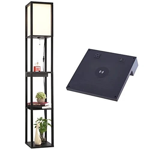 Shelf floor lamp with charging station deals
