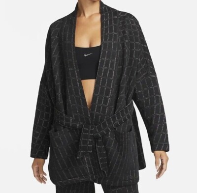 $140 Nike women's Reversible  Yoga Cardigan Jacket -size 1X - Black Jacquard
