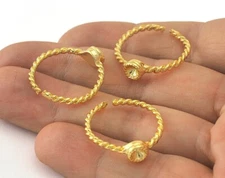 Ring Swirl Adjustable Ring Bezel - Shiny Gold Plated brass  8.5US size 2714