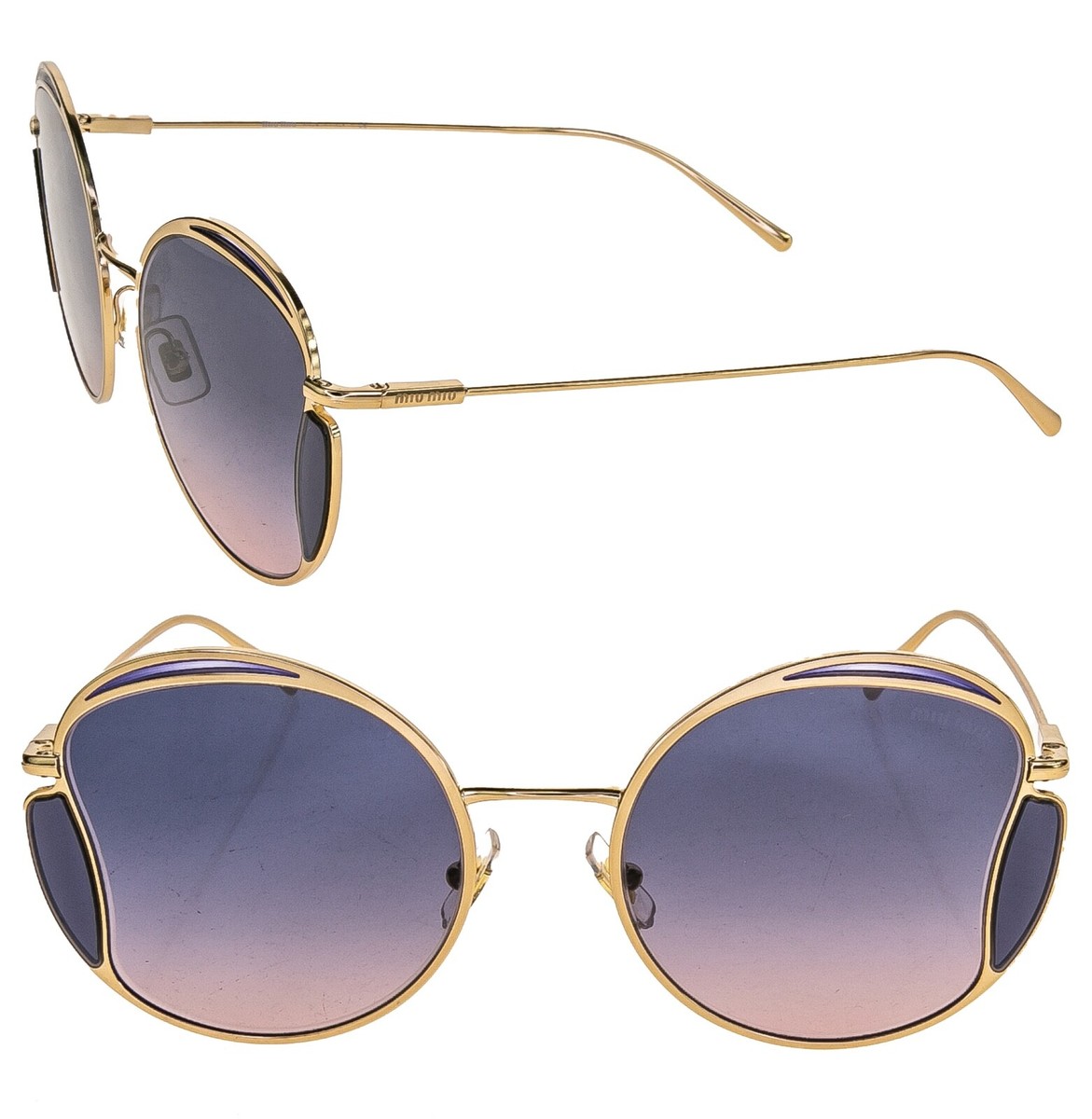 MIU MIU CORE MU56XS Gold Pink Blue Round Metal Fashion Wavy Design