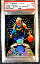 PSA 8 Allen Iverson 2007 Bowman Sterling Black Refractor #D /99 JERSEY =GRD473=