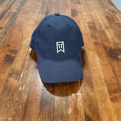 Vintage Tiger Woods Nike Hat Cap Strap Back Black Adjustable Golf Casual  - Main Image