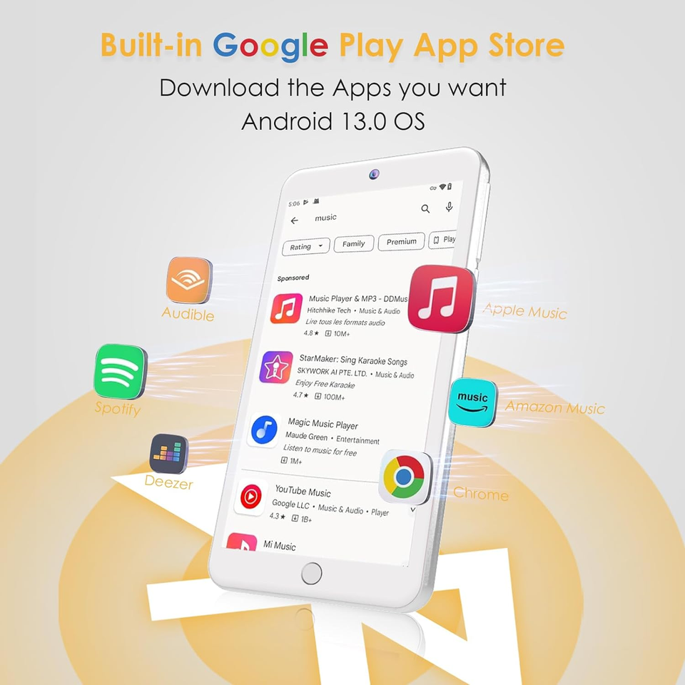 160GB MP3 Player with Bluetooth and Wifi, Digital MP4 MP3 Player with