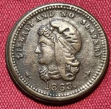 1863 CWT “Liberty And No Slavery”, F36/271a, R3! Mint-Almost As Struck!