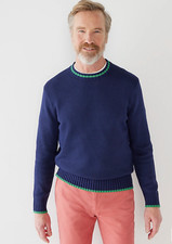 NWT J.Crew 110 Men's Heritage cotton tipped sweater, Navy, Sz XL