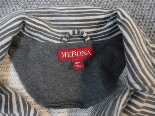 Merona Womens Pea Coat Small gray striped - Picture 4 of 11