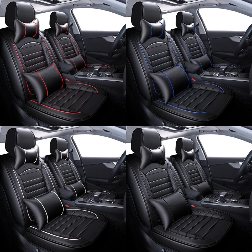 Full Car Seat Covers 2/5-Seats Luxury PU Leather w/ Pillows For Maserati Ghibli - Image 2 of 4