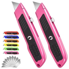 Box Cutter 2 Pack Pink Utility Knife Durable Razor Knife Box Opener With 10 Sk5 