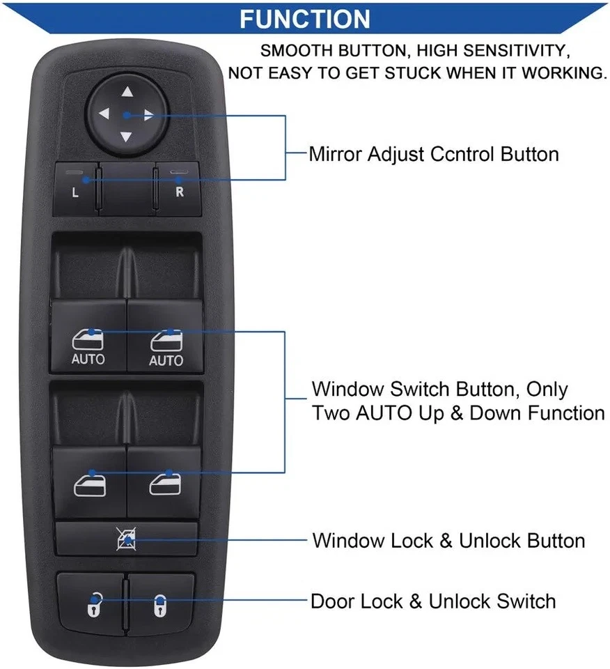 Window Switch for 2012-2017 Dodge Grand Caravan Chrysler Town & Country Ram C/V Foto 2 de 4