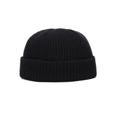 Men Mini Short Fisherman Beanie Hat Winter Warm Knitted Ribbed Docker Skull Cap