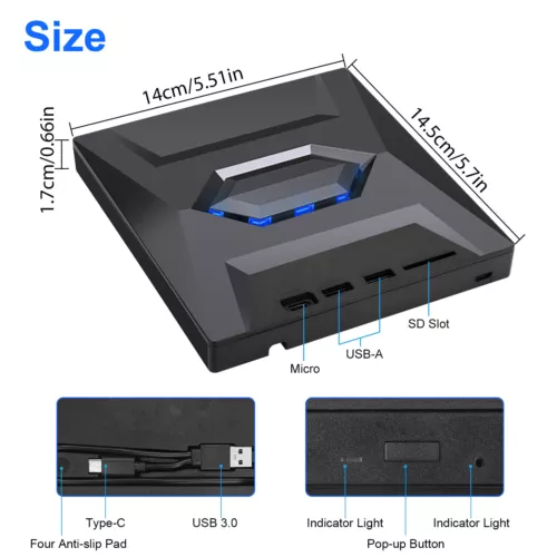 7in1 USB 3.0 Externes Laufwerk DVD CD UHD 4K Brenner Player Type-C für Laptop PC - Bild 14 von 15