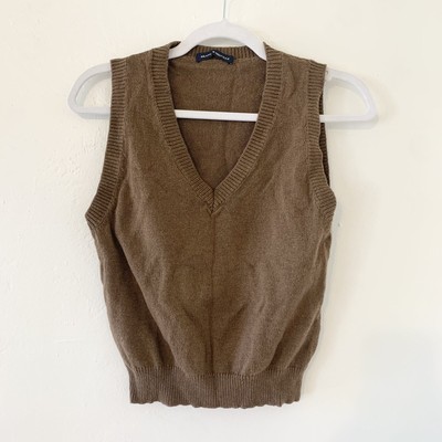 Brandy Melville Mia Brown Wool Cashmere Blend V-Neck Knit Sweater