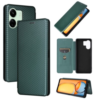 For Xiaomi Redmi 13C 5G / 4G Carbon Fiber Texture Flip Leather Phone Case