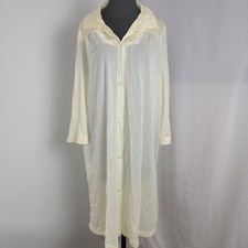 Vanity Fair Vintage House Coat Robe Yellow Button Down Long Sleeve MEDIUM Nylon